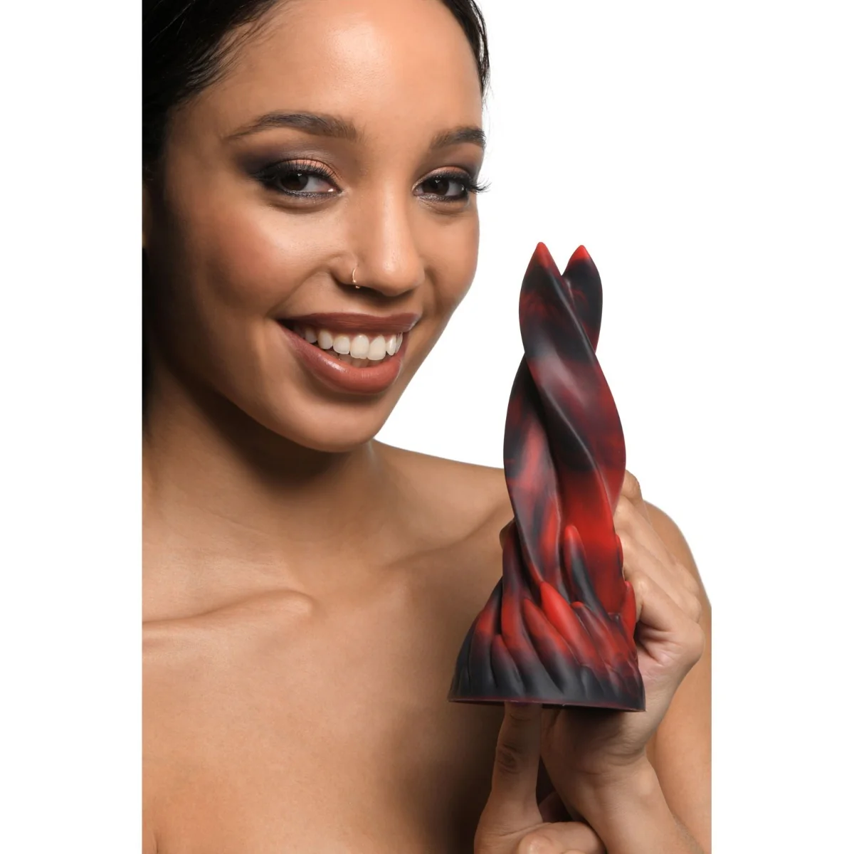 Creature Cocks Hell Kiss Twisted Tongues Silicone Dildo Red Black - Image 5
