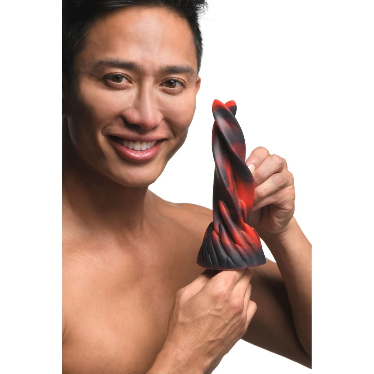 Creature Cocks Hell Kiss Twisted Tongues Silicone Dildo Red Black - Image 6