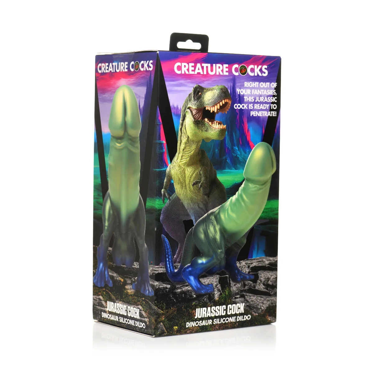 Creature Cocks Jurassic Cock Dinosaur Silicone Dildo Green Blue - Image 2