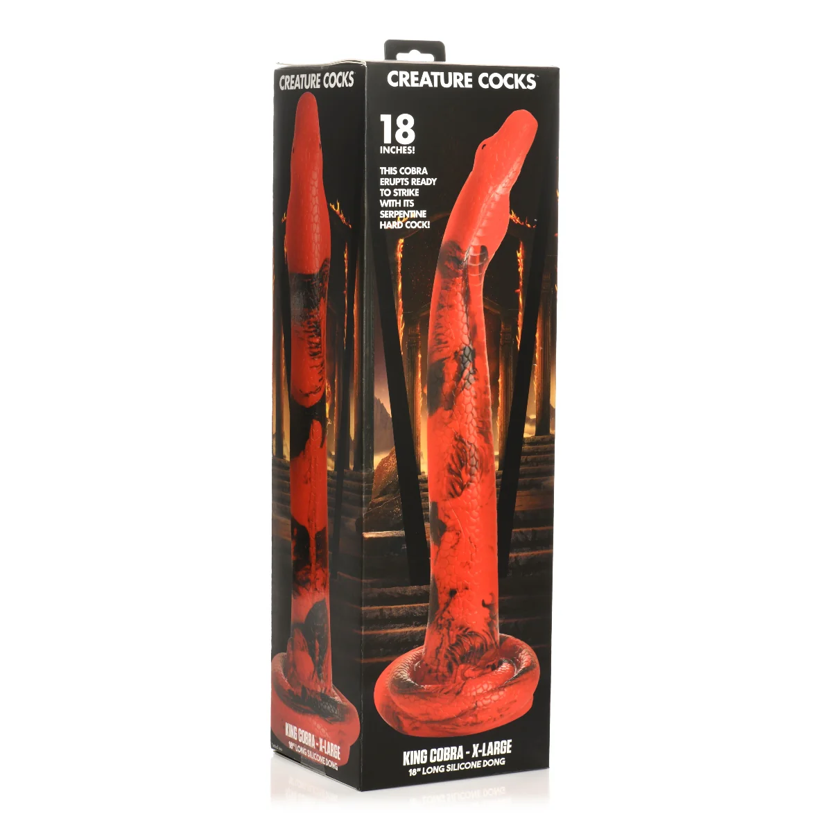 Creature Cocks King Cobra XL Silicone Dong Red Black - Image 2