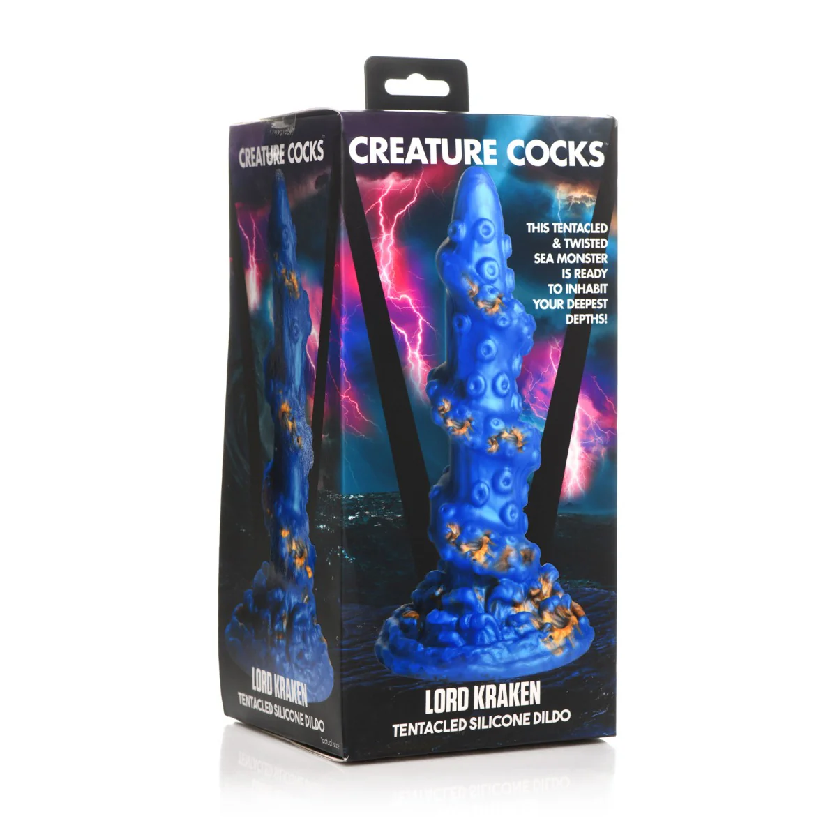 Creature Cocks Lord Kraken Tentacled Silicone Dildo Blue Gold - Image 2