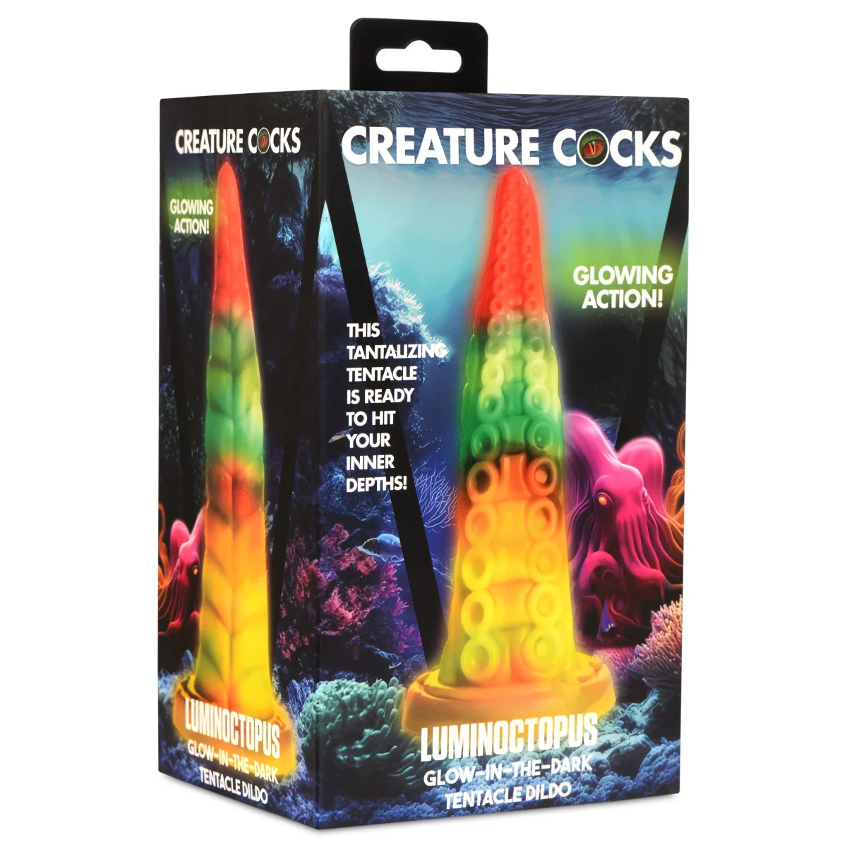 Creature Cocks Luminoctopus Glow In The Dark Tentacle Dildo Rainbow - Image 2