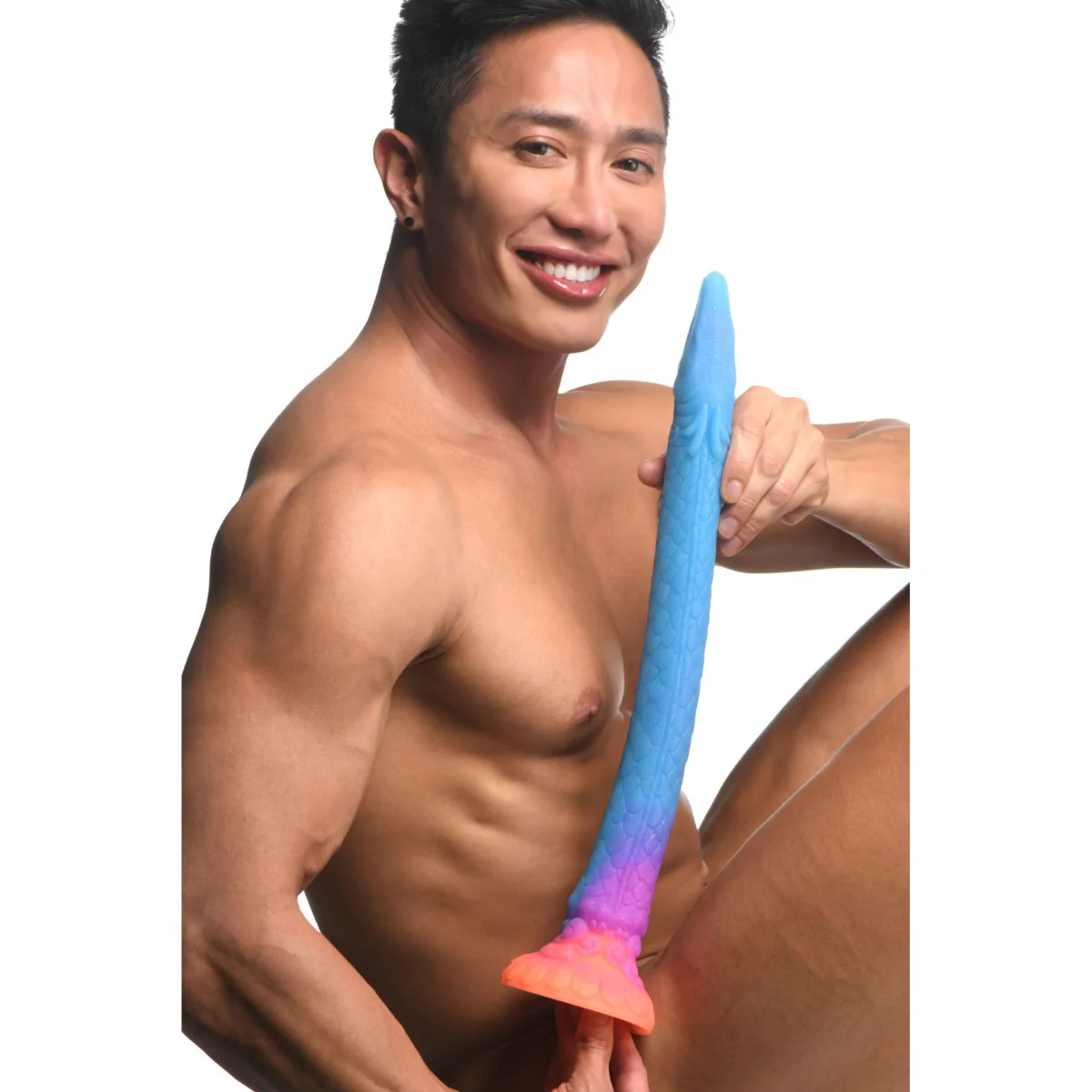 Creature Cocks Makara Glow In The Dark Snake Silicone Dildo Blue Pink - Image 6