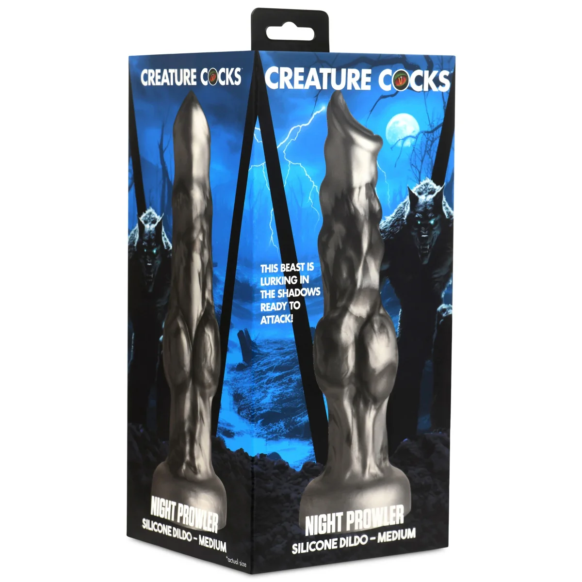 Creature Cocks Night Prowler Silicone Dildo Silver Medium - Image 2