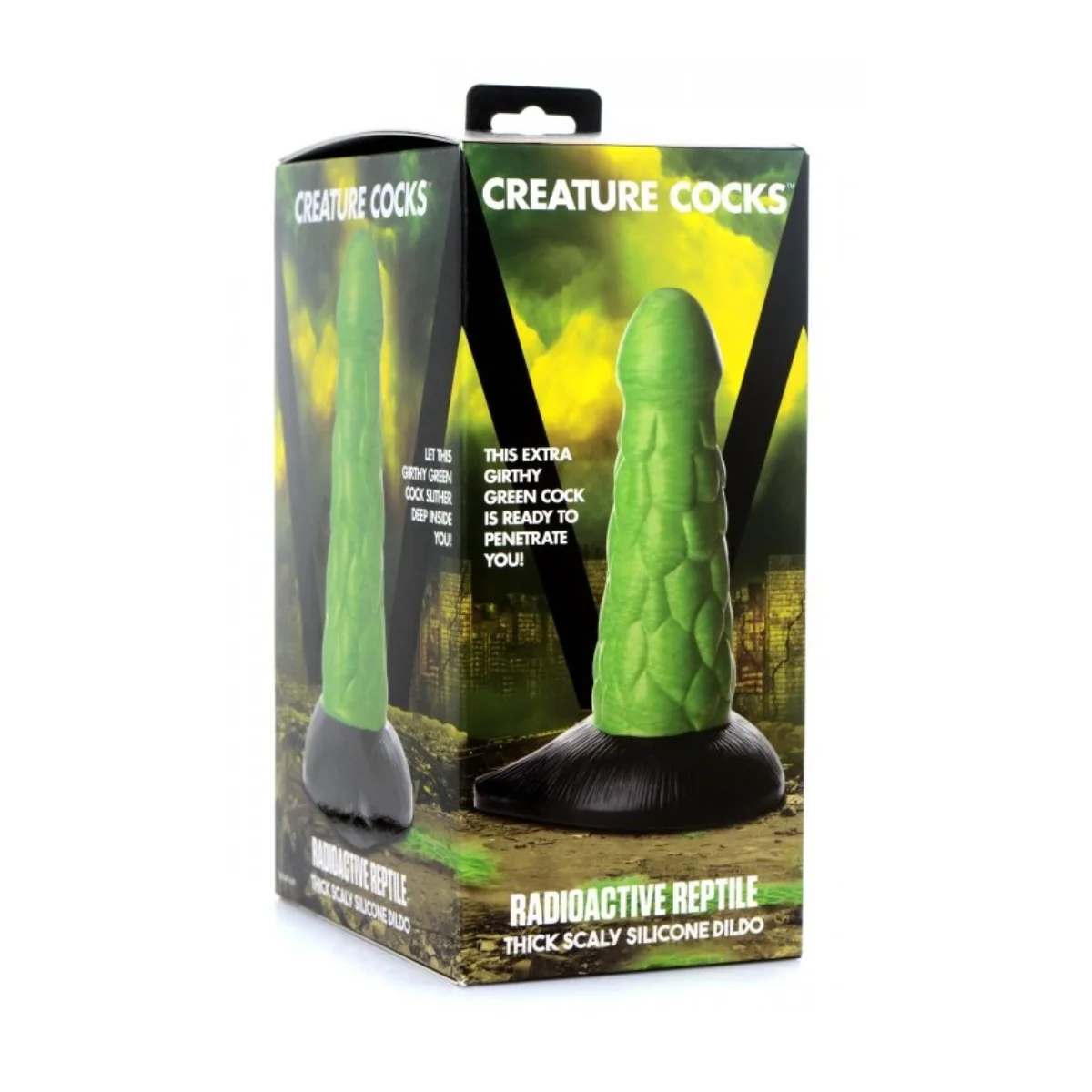 Creature Cocks Radioactive Reptile Thick Scaly Silicone Dildo Green - Image 2