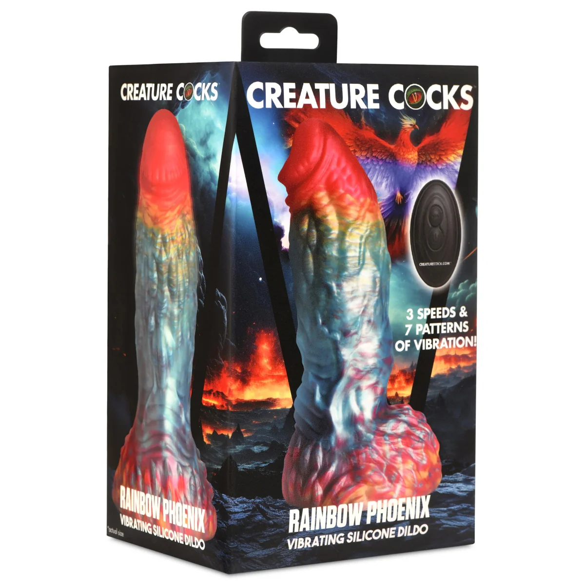 Creature Cocks Rainbow Phoenix Vibrating Silicone Dildo Rainbow - Image 2