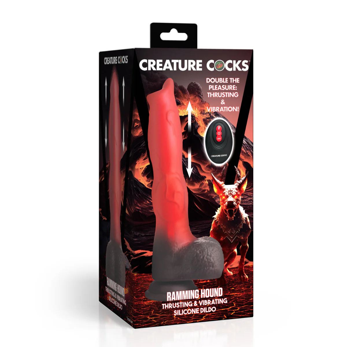 Creature Cocks Ramming Hound Thrusting & Vibrating Silicone Dildo Black Red - Image 2