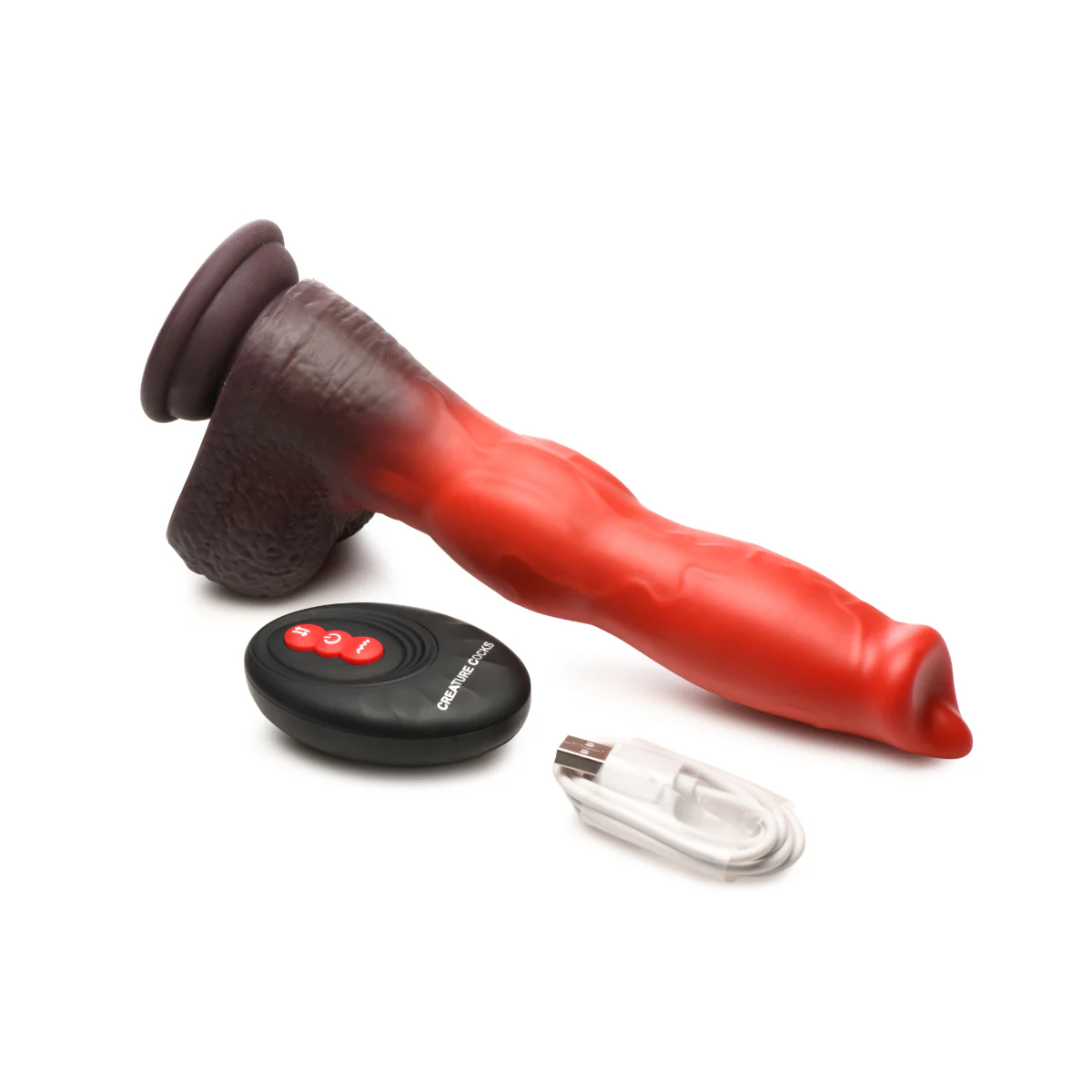 Creature Cocks Ramming Hound Thrusting & Vibrating Silicone Dildo Black Red - Image 7