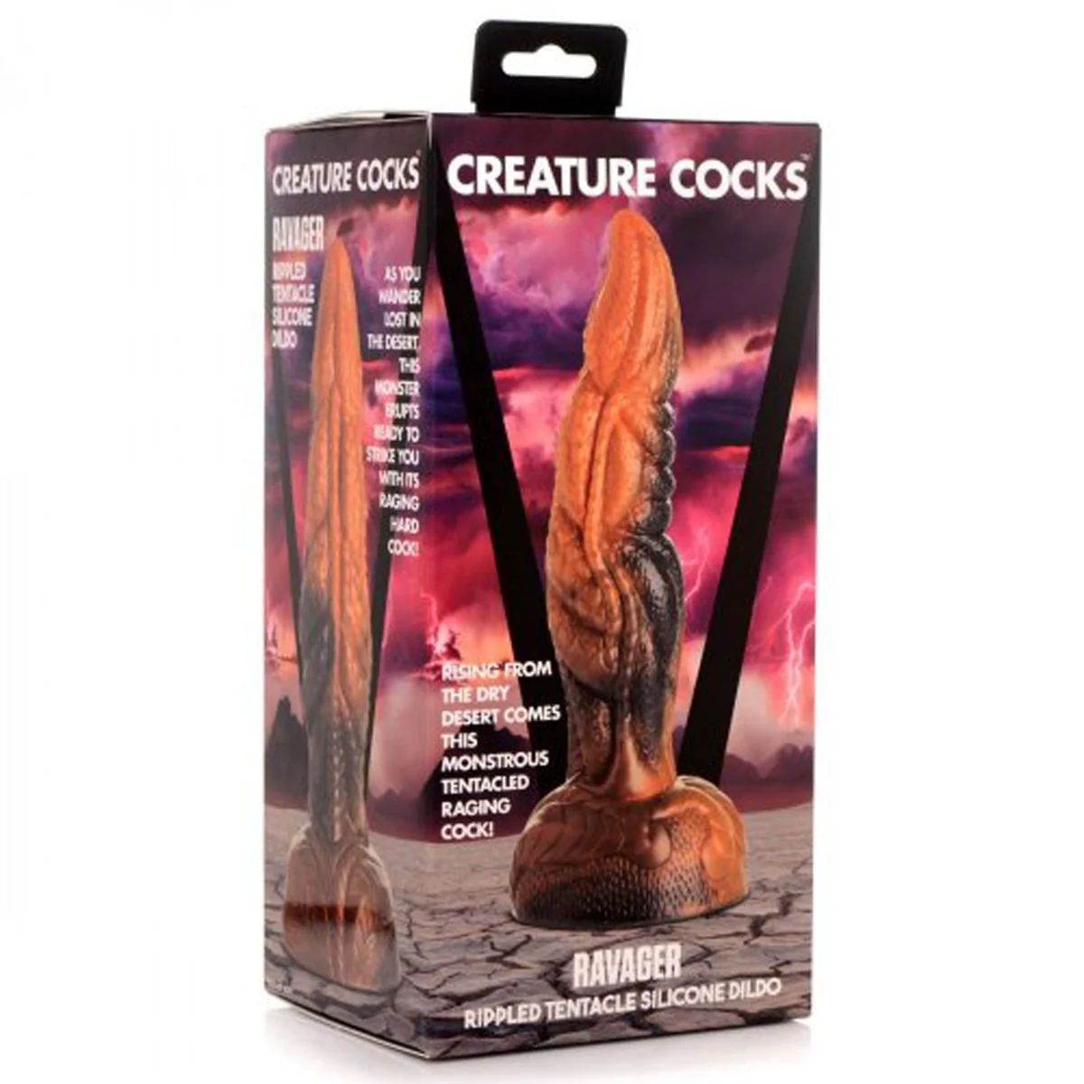 Creature Cocks Ravager Rippled Tentacle Silicone Dildo Rust Orange - Image 2