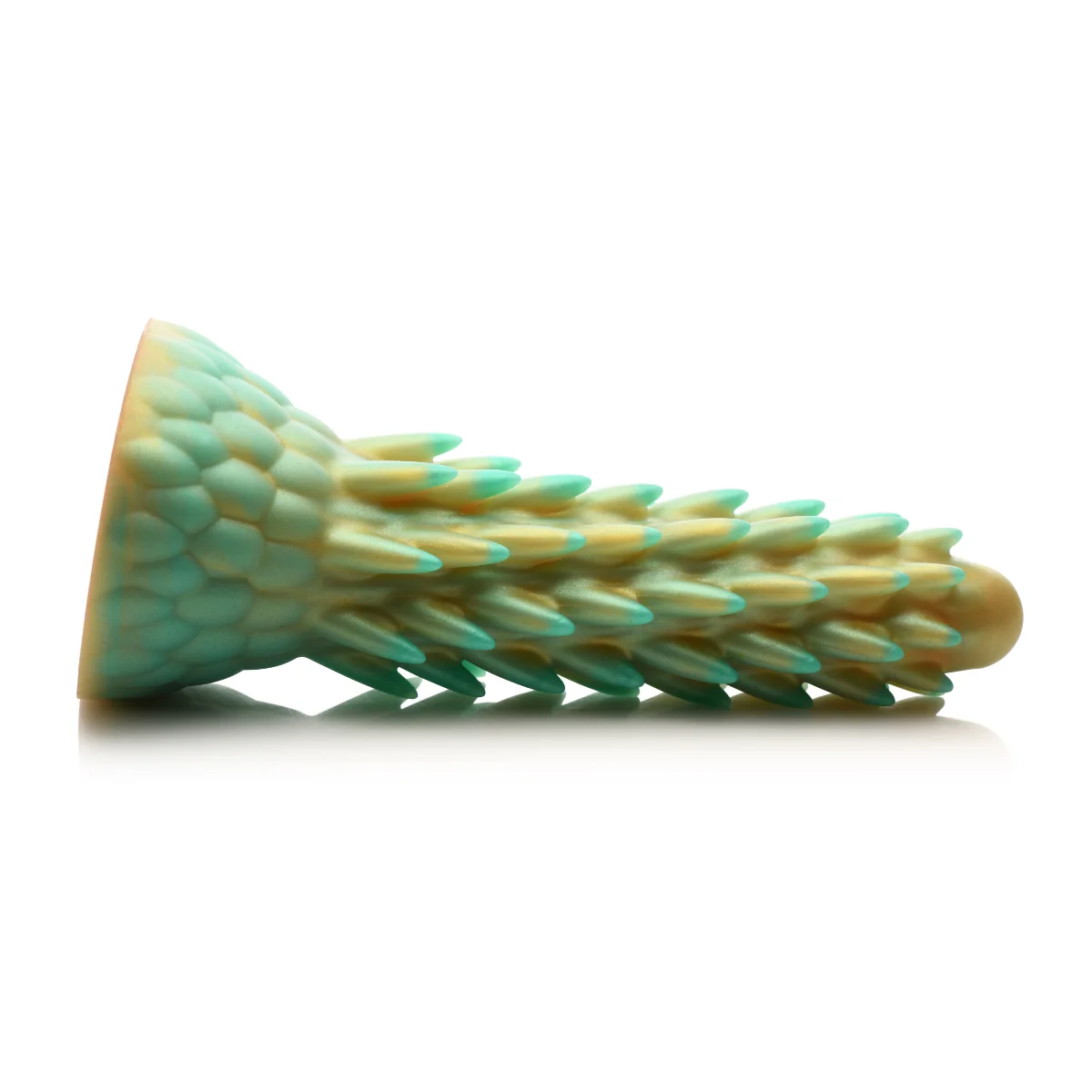 Creature Cocks Stegosaurus Spiky Reptile Silicone Dildo Gold Teal - Image 3