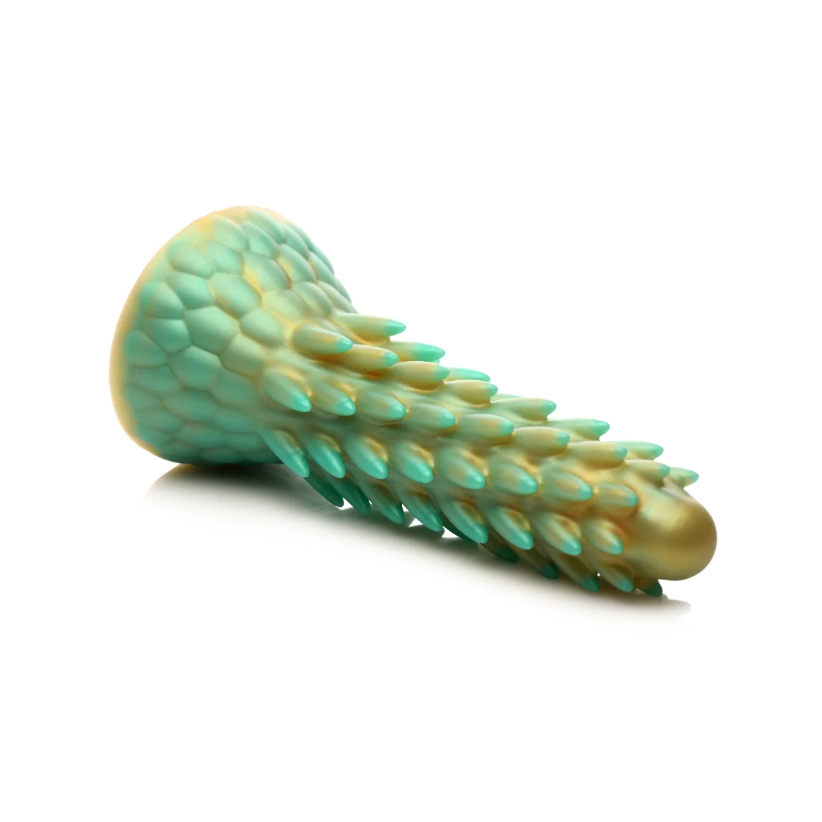 Creature Cocks Stegosaurus Spiky Reptile Silicone Dildo Gold Teal - Image 4