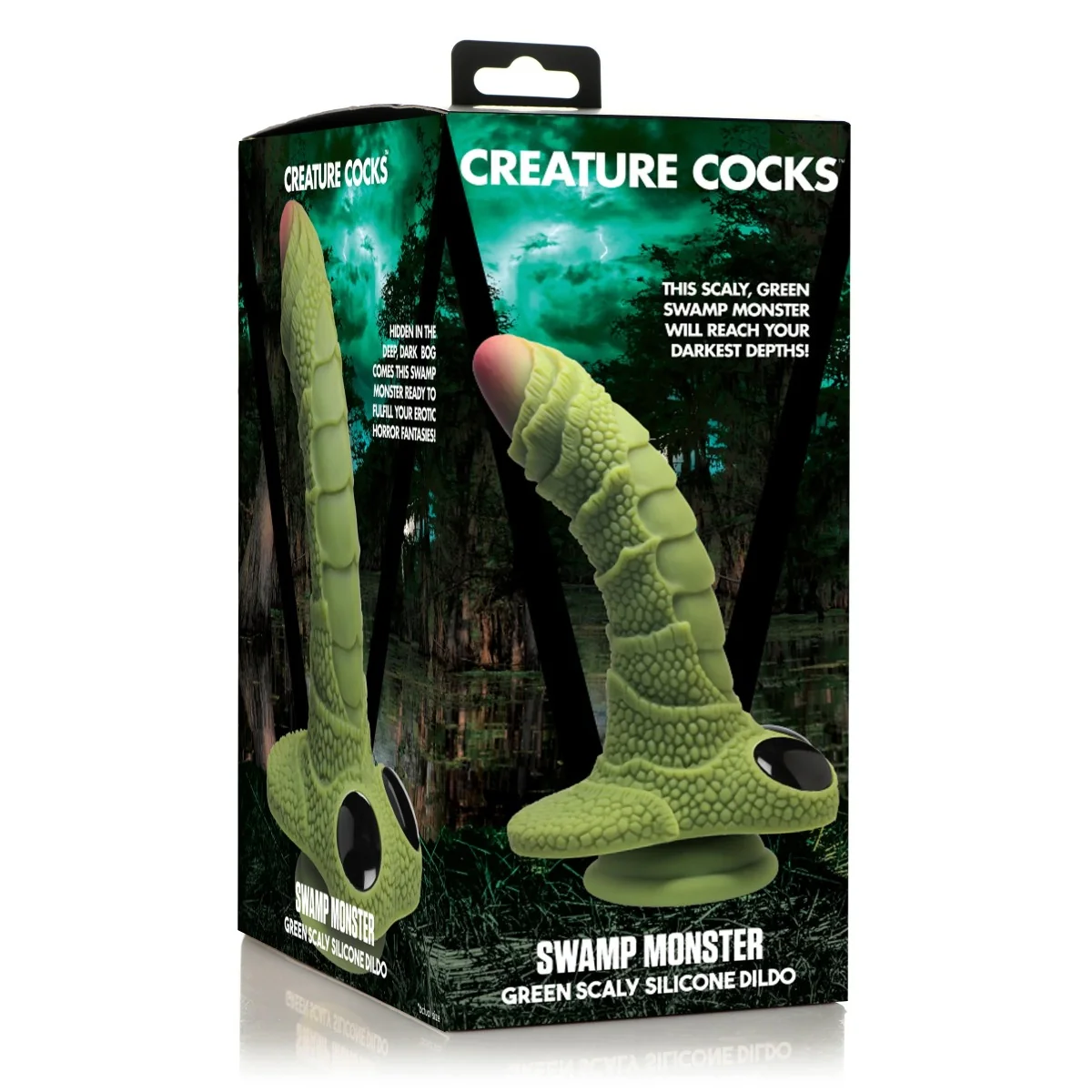 Creature Cocks Swamp Monster Scaly Silicone Dildo Green - Image 2