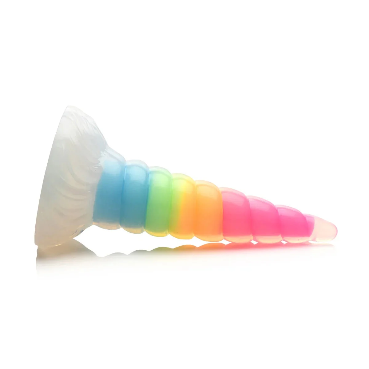 Creature Cocks Uni-Glow Glow In The Dark Silicone Dildo Rainbow - Image 4