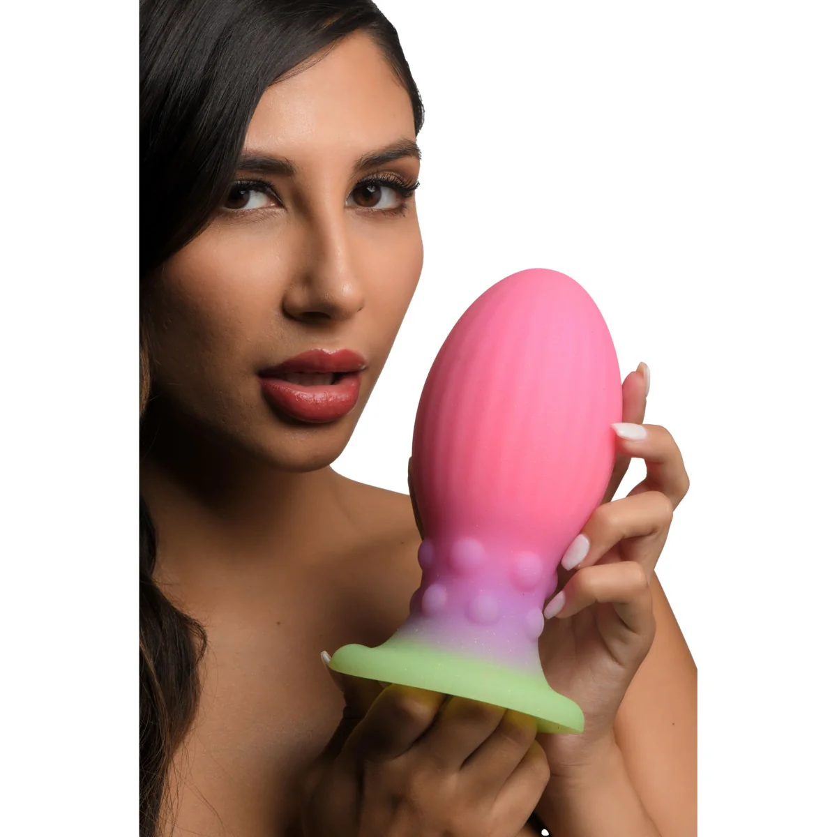 Creature Cocks XL Xeno Egg Glow In The Dark Silicone Butt Plug Pink - Image 4