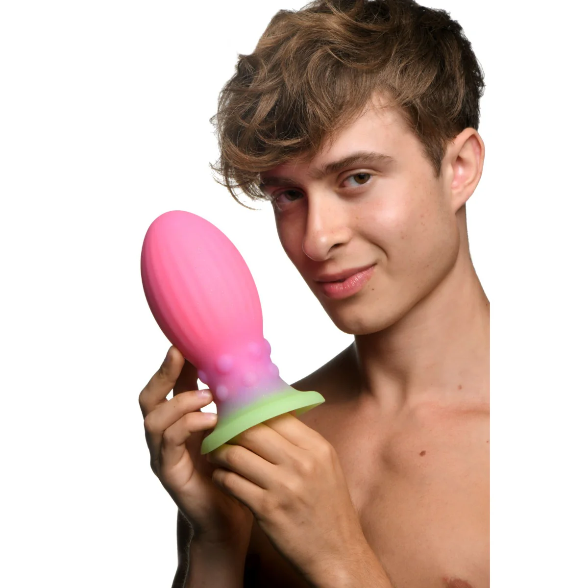 Creature Cocks XL Xeno Egg Glow In The Dark Silicone Butt Plug Pink - Image 5