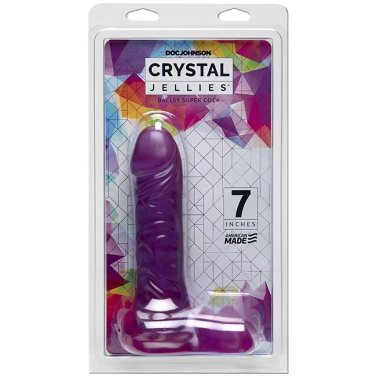 Crystal Jellies Ballsy Super Cock Dildo Purple 7 Inch - Image 2