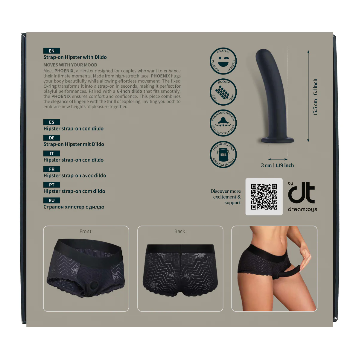 Dreamtoys Bold Phoenix Strap On Hipster With Dildo Black - Image 9