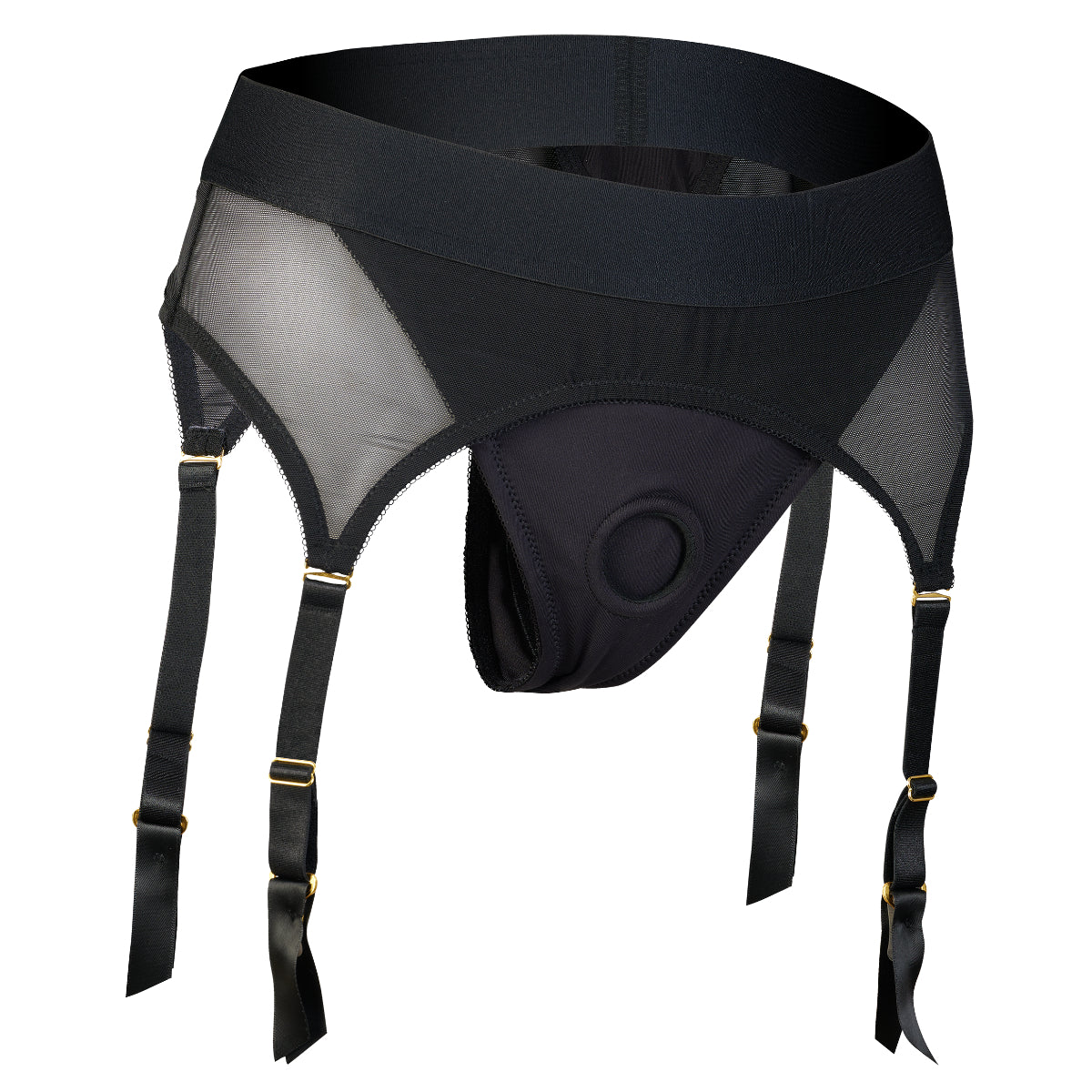 Dreamtoys Bold Vail Strap On Garter Thong With Dildo Black - Image 3