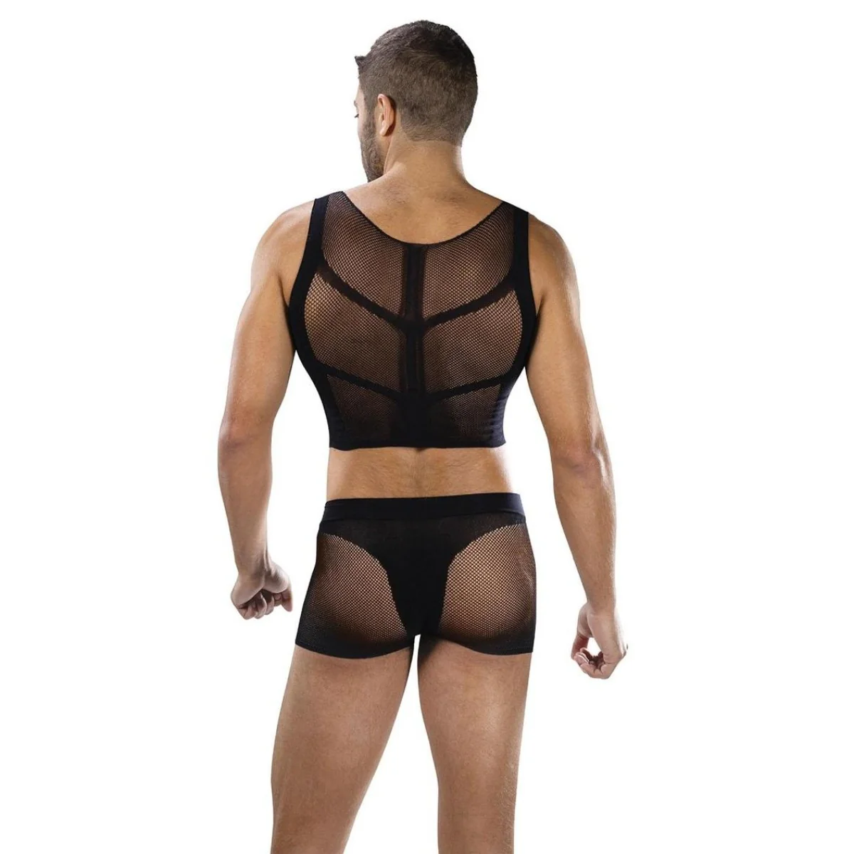 Envy Fishnet Armor 2 Piece Crop Top & Shorts Set Black One Size - Image 3
