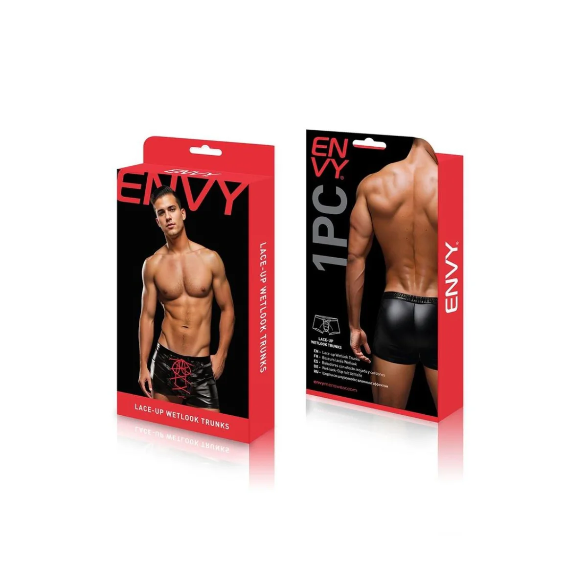 Envy Lace Up Wet Look Trunk Black - Image 2