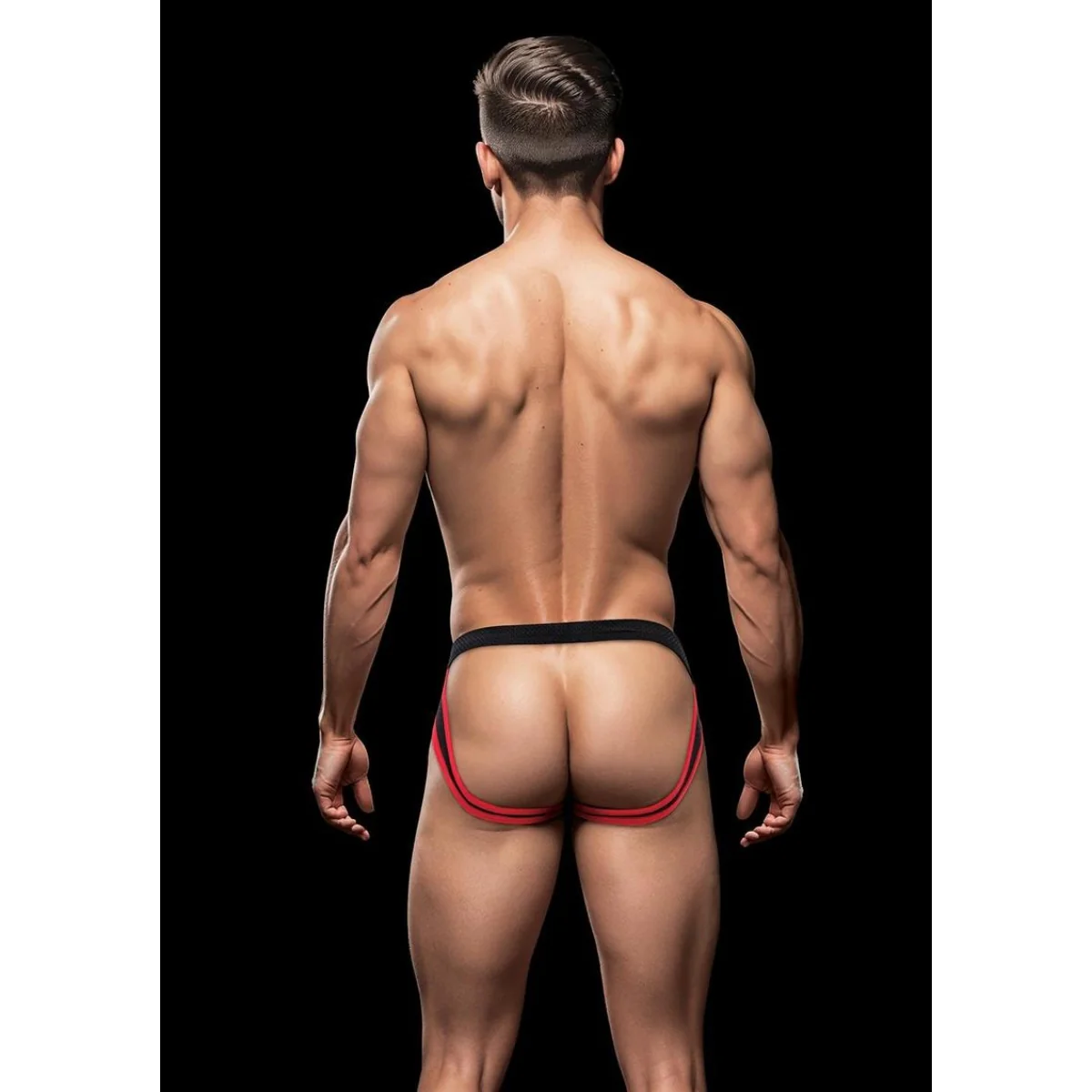 Envy Sport Mesh Jock Strap Black Red - Image 3