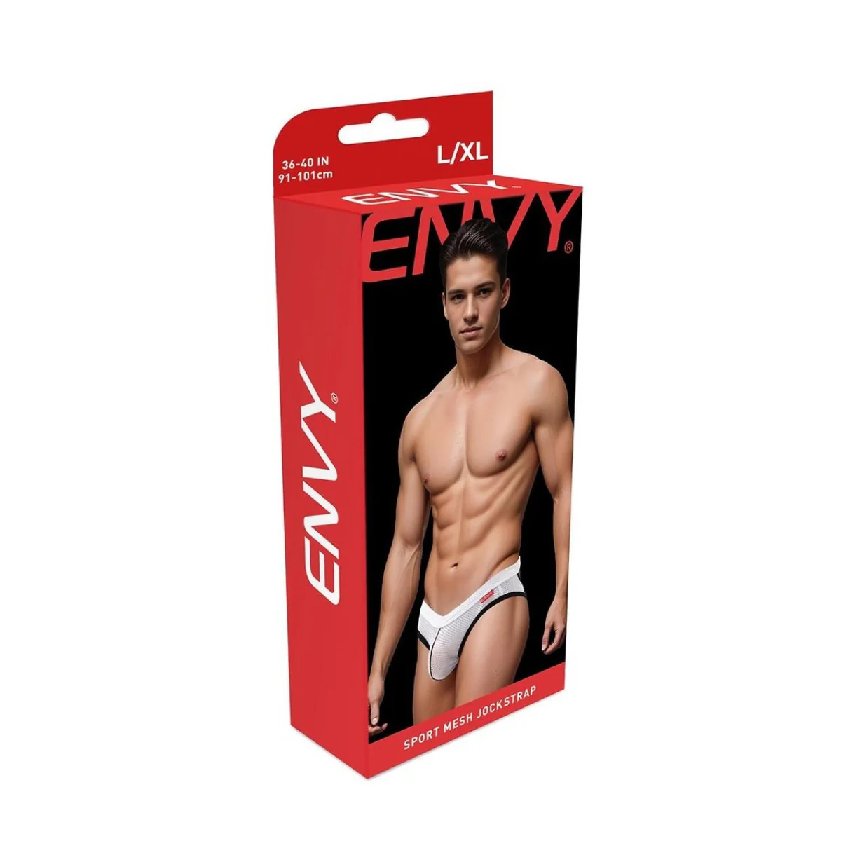 Envy Sport Mesh Jock Strap White Black - Image 2