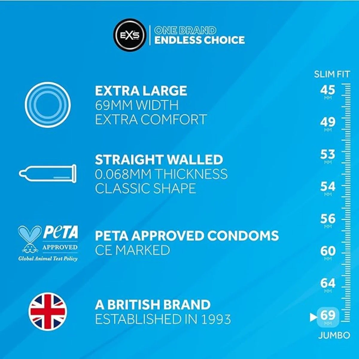 EXS Jumbo Extra Large Vegan Condoms 12 Pack - Image 2