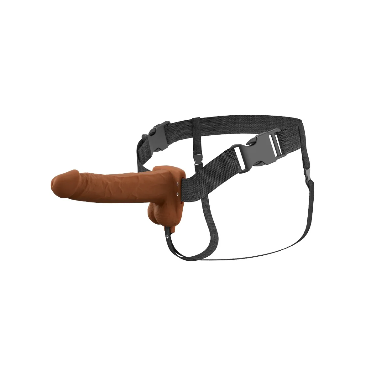 Fantasy X-Tensions Elite Vibrating Dual Density Silicone Hollow Strap On Brown 7 Inch - Image 5