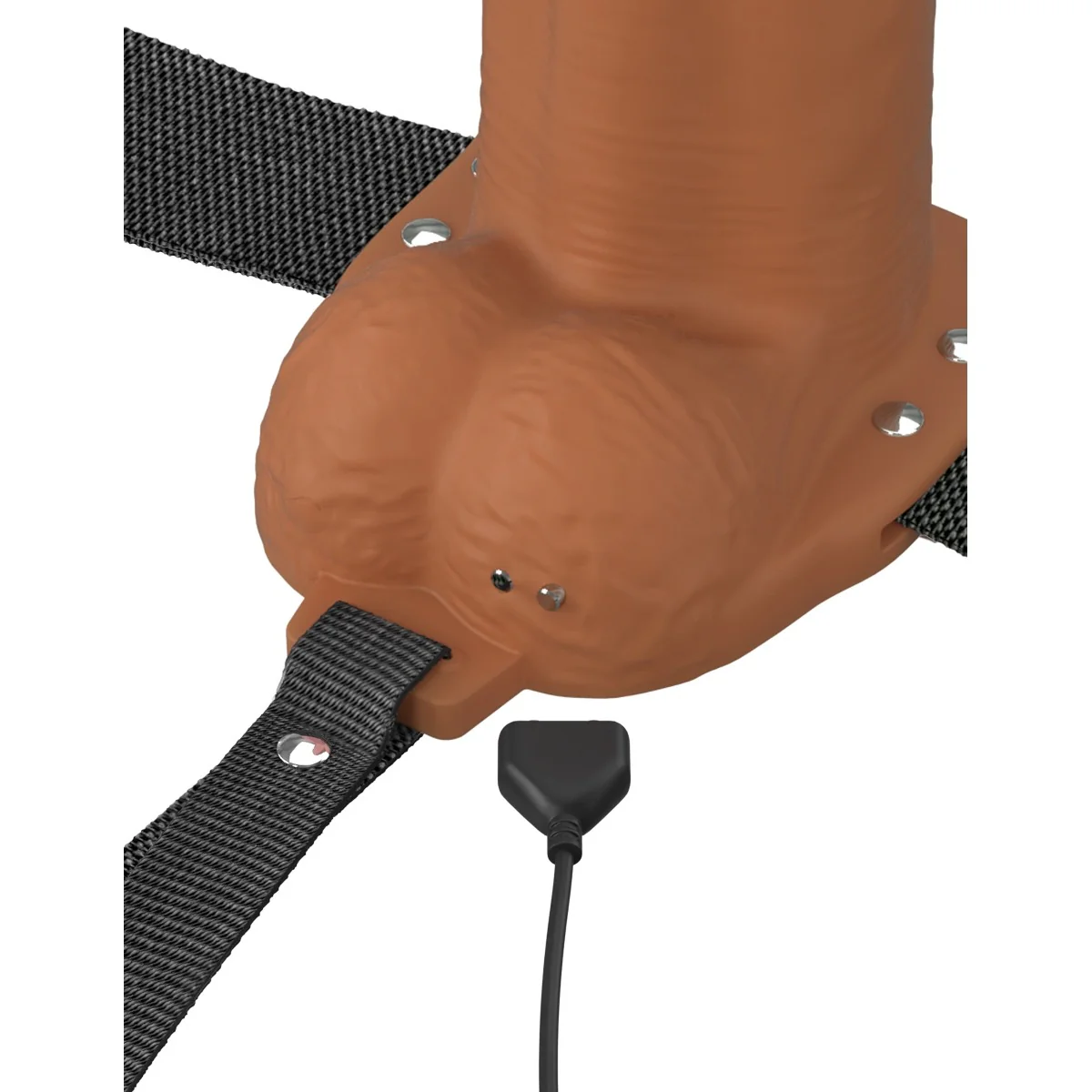Fantasy X-Tensions Elite Vibrating Dual Density Silicone Hollow Strap On Brown 7 Inch - Image 6