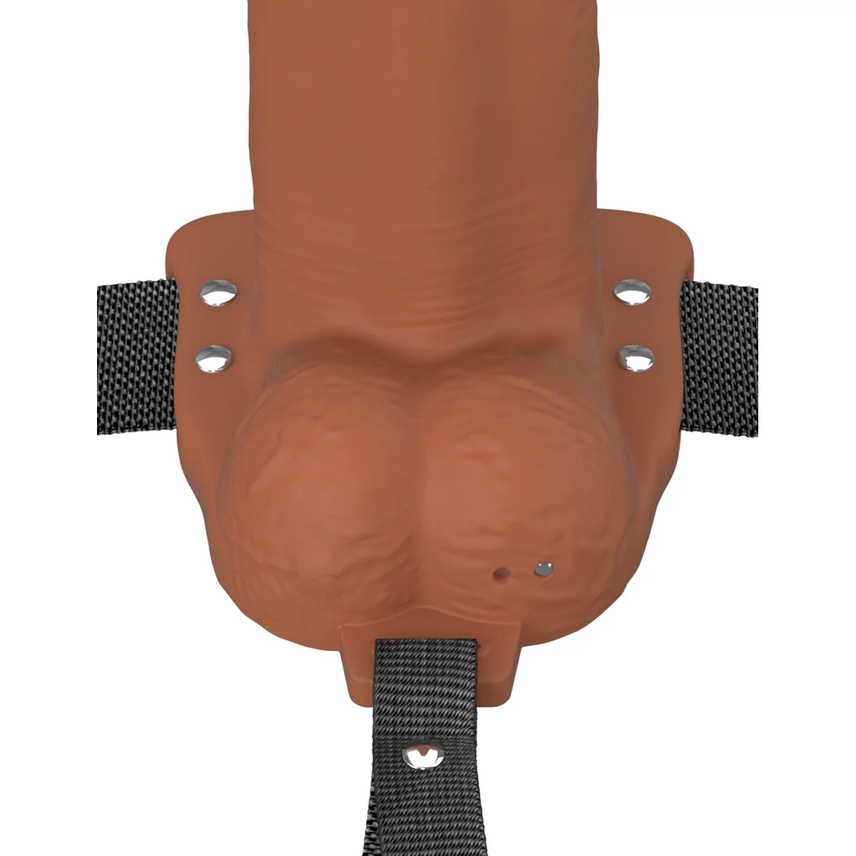 Fantasy X-Tensions Elite Vibrating Dual Density Silicone Hollow Strap On Brown 7 Inch - Image 7