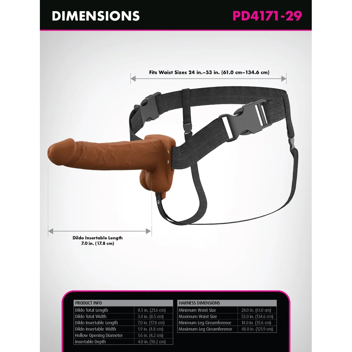 Fantasy X-Tensions Elite Vibrating Dual Density Silicone Hollow Strap On Brown 7 Inch - Image 9