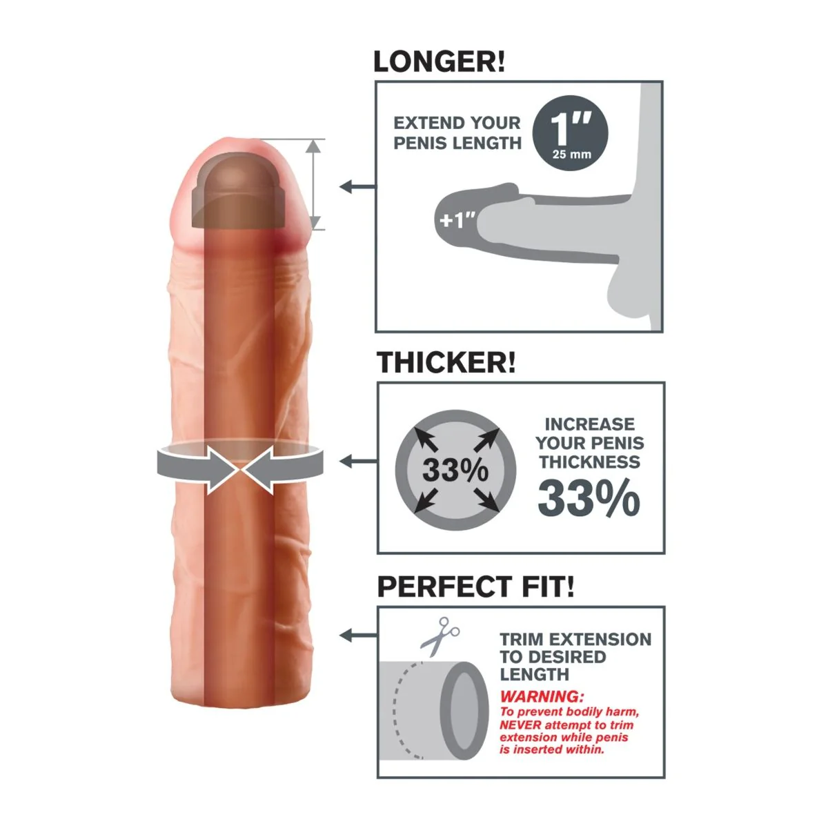 Fantasy X-Tensions Perfect 1 Inch Penis Extender Pink - Image 3