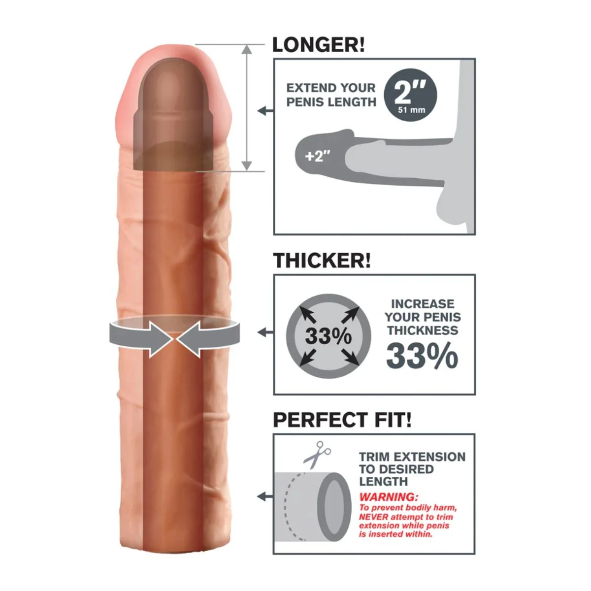 Fantasy X-Tensions Perfect 2 Inch Penis Extender Pink - Image 3