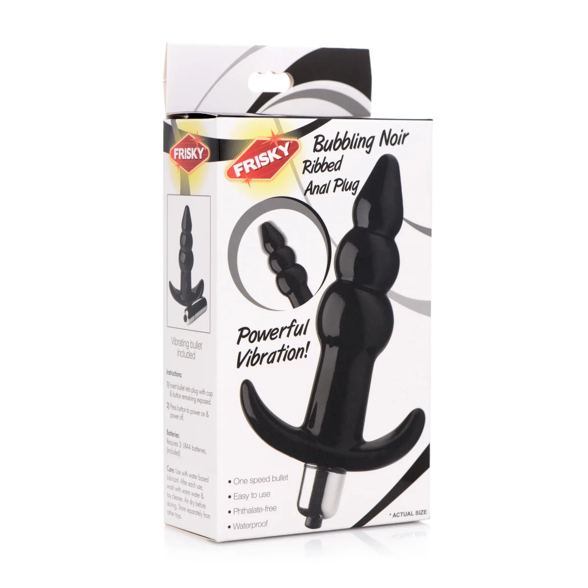 Frisky Bubbling Noir Ribbed Butt Plug Black - Image 2