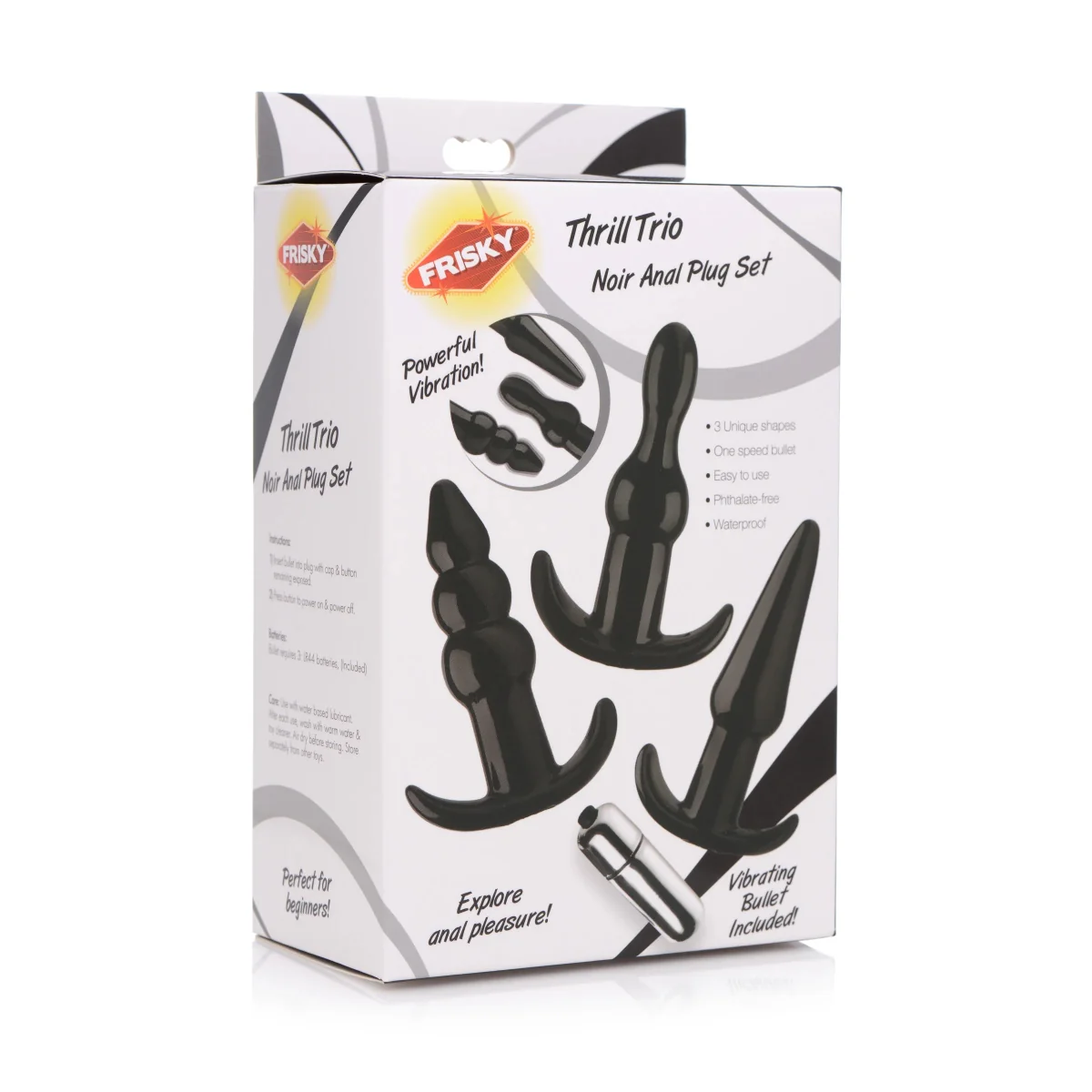 Frisky Thrill Trio Noir Butt Plug Set 3 Pack Black - Image 2