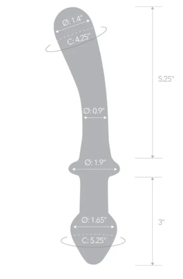 Glas Classic Curved Dual Ended Dildo Clear 9 Inch - Image 3