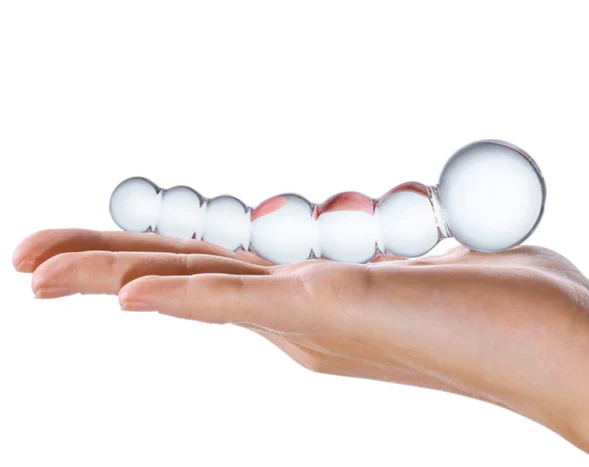 Glas Curved Glass Beaded Dildo Clear 5 Inch - Image 4