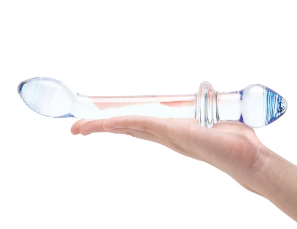 Glas Double Play Dual Ended Dildo Clear Blue 9.5 Inch - Image 4