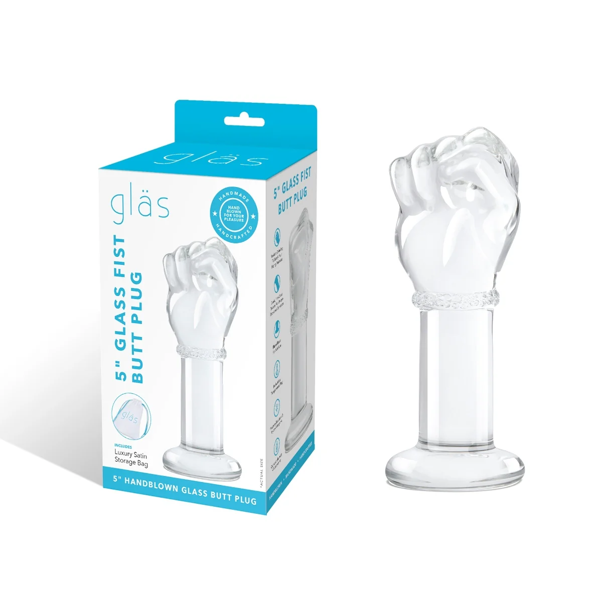 Glas Fist Glass Butt Plug Clear 5 Inch - Image 2