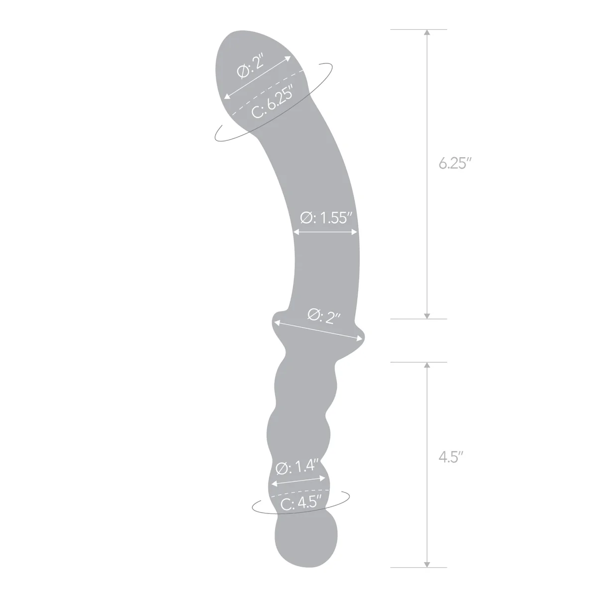 Glas Girthy Double Sided Glass Dong With Anal Bead Grip Handle Clear 12.5 Inch - Image 3
