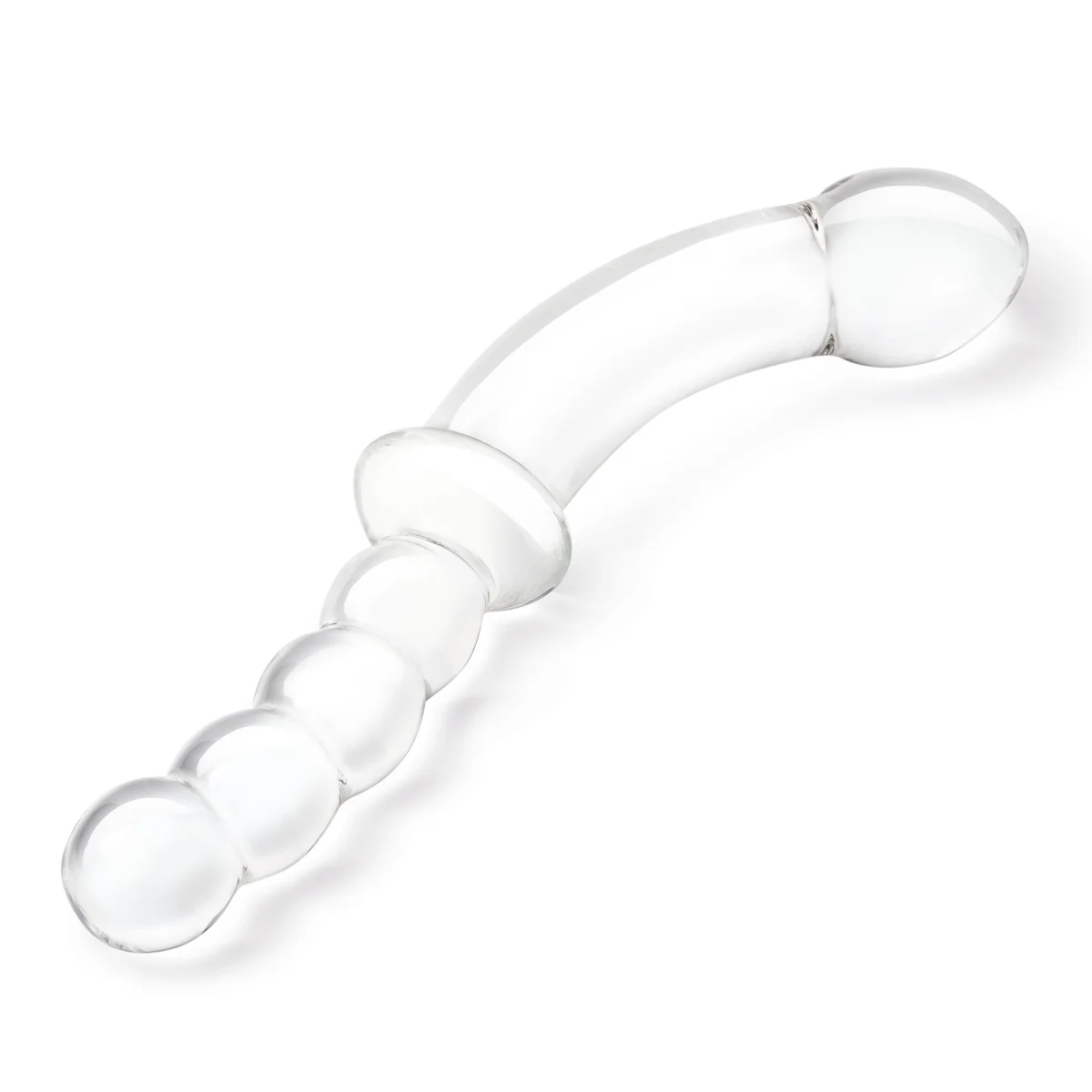Glas Girthy Double Sided Glass Dong With Anal Bead Grip Handle Clear 12.5 Inch - Image 4