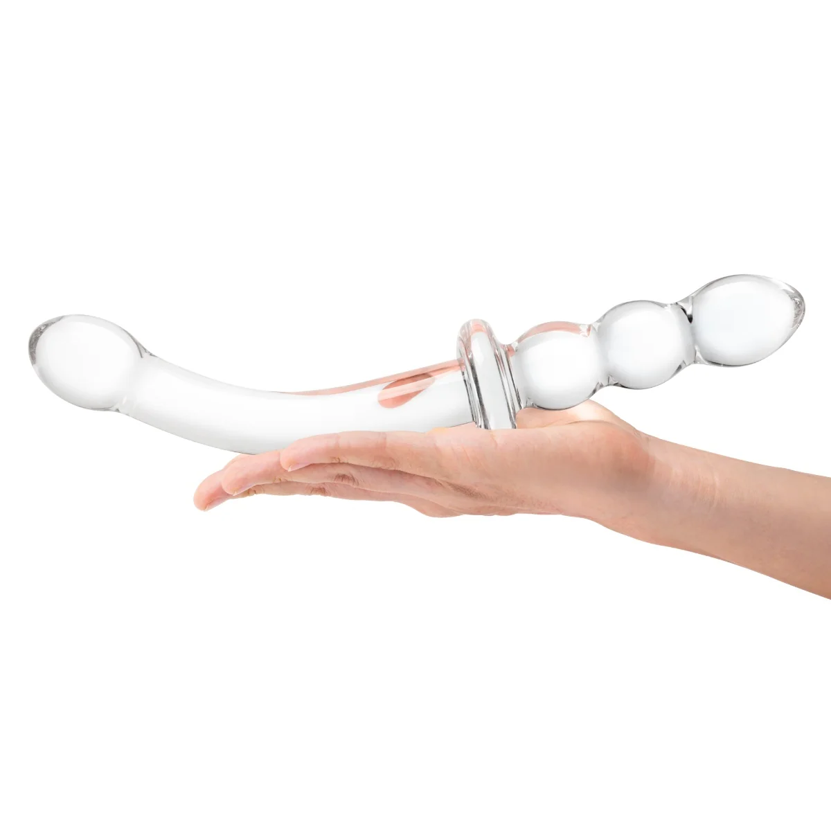 Glas Girthy Ribbed G-Spot Glass Dildo Clear 12 Inch - Image 6