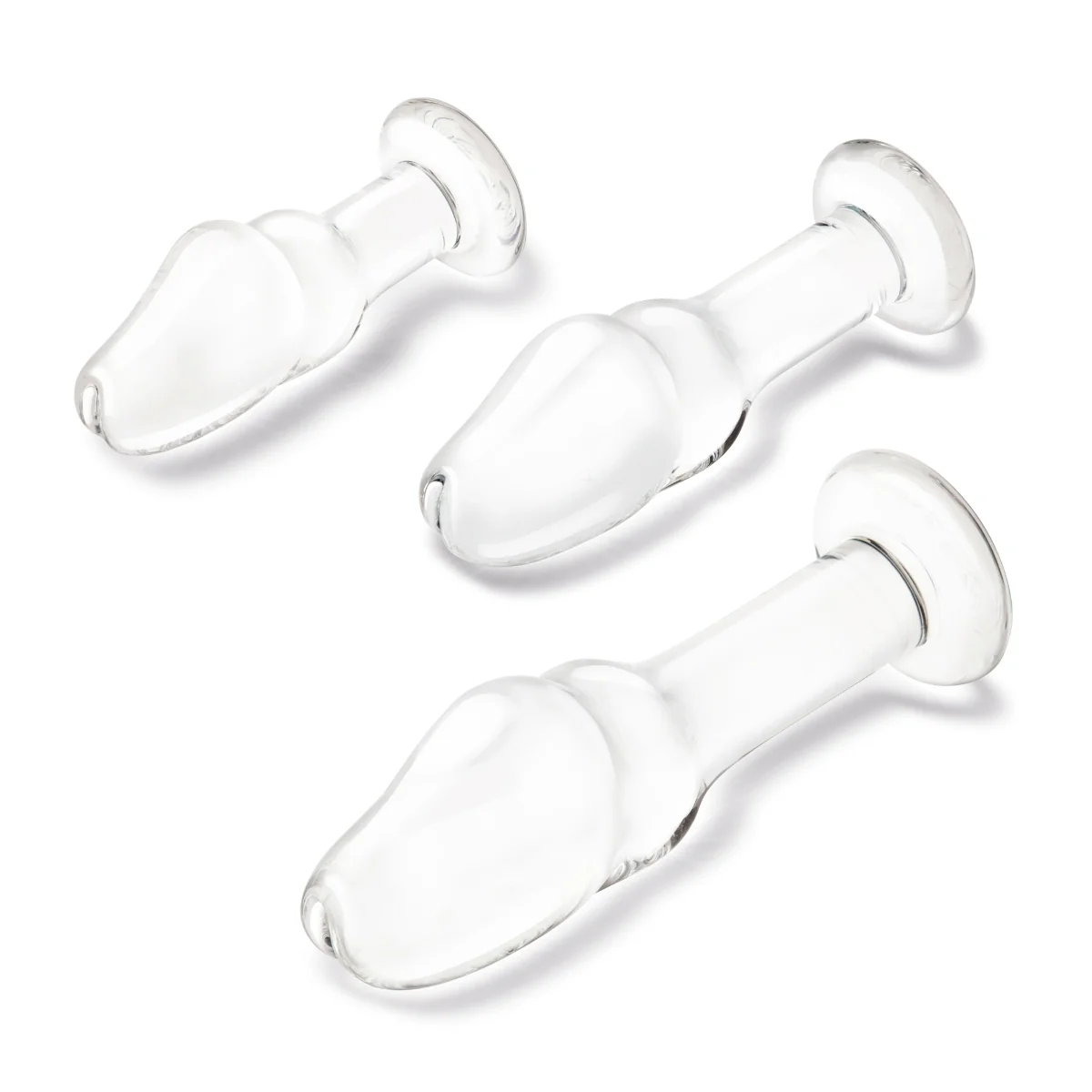 Glas Helmet Head 3 Piece Anal Training Glass Butt Plug Kit Clear 4 Inch 5 Inch 6 Inch - Image 4
