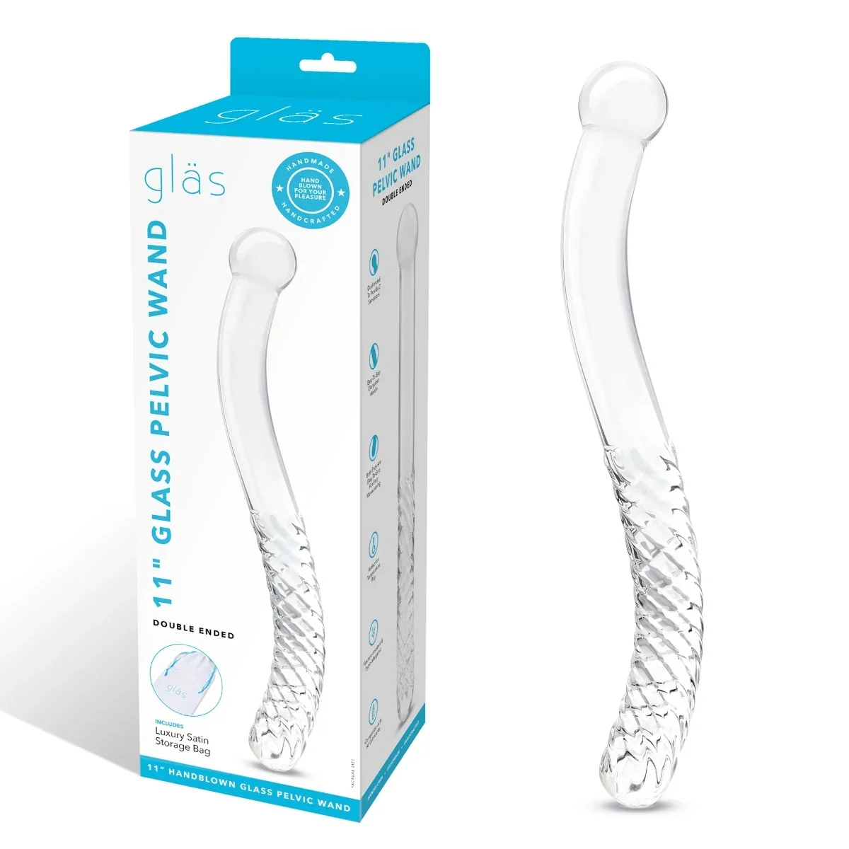 Glas Pelvic Double Ended Glass Wand Clear 11 Inch - Image 2