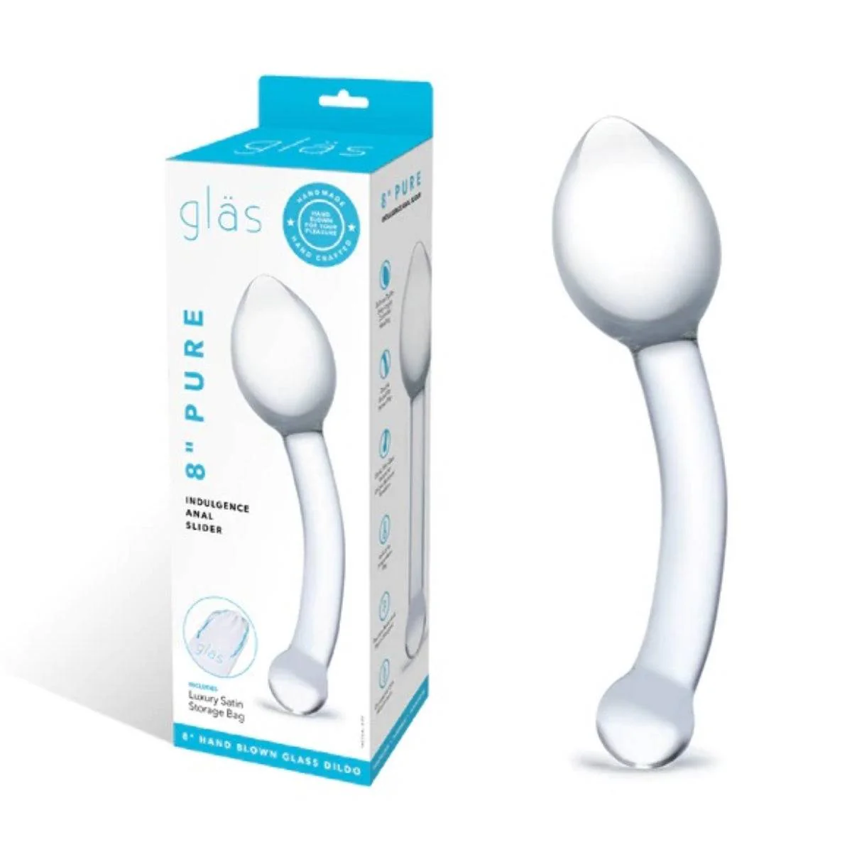 Glas Pure Indulgence Anal Slider Butt Plug Clear 8 Inch - Image 2