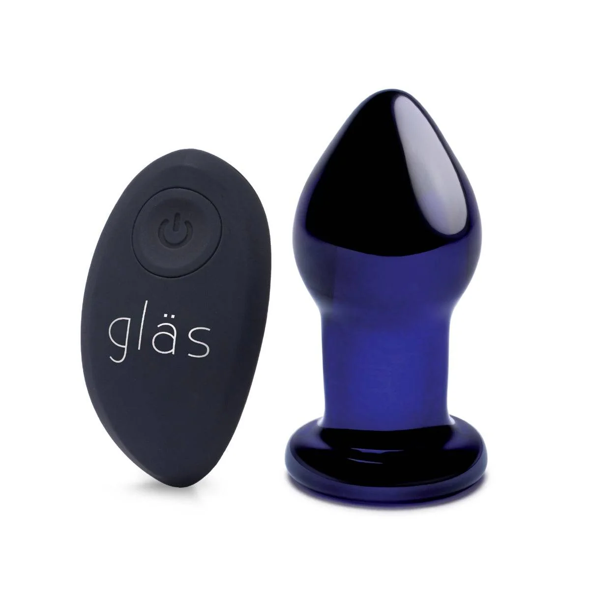 Glas Rechargeable Remote Controlled Vibrating Butt Plug Blue 3.5 Inch