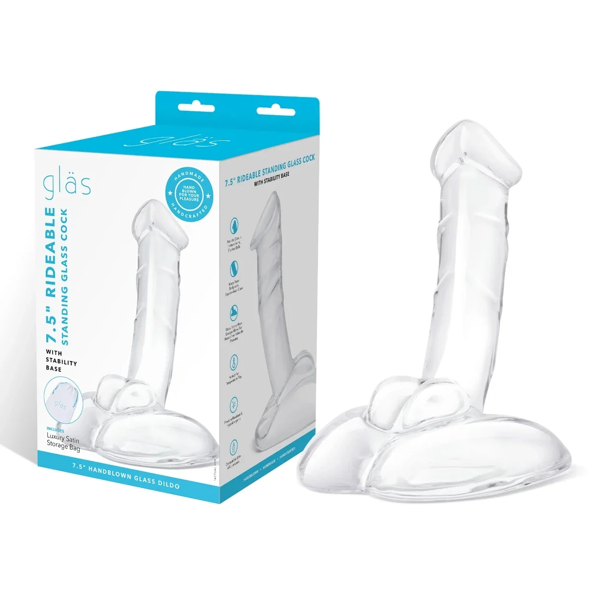 Glas Rideable Standing Cock Glass Dildo With Stability Base Clear 7.5 Inch - Image 2