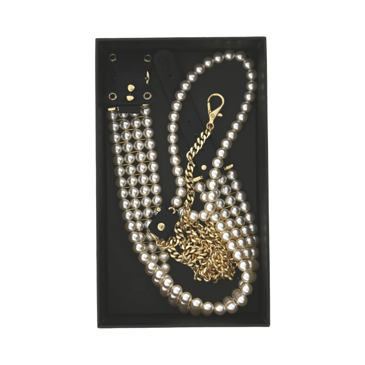 Guilty Pleasure Allure Luminous Pearl Leash And Collar Black Gold - Image 7