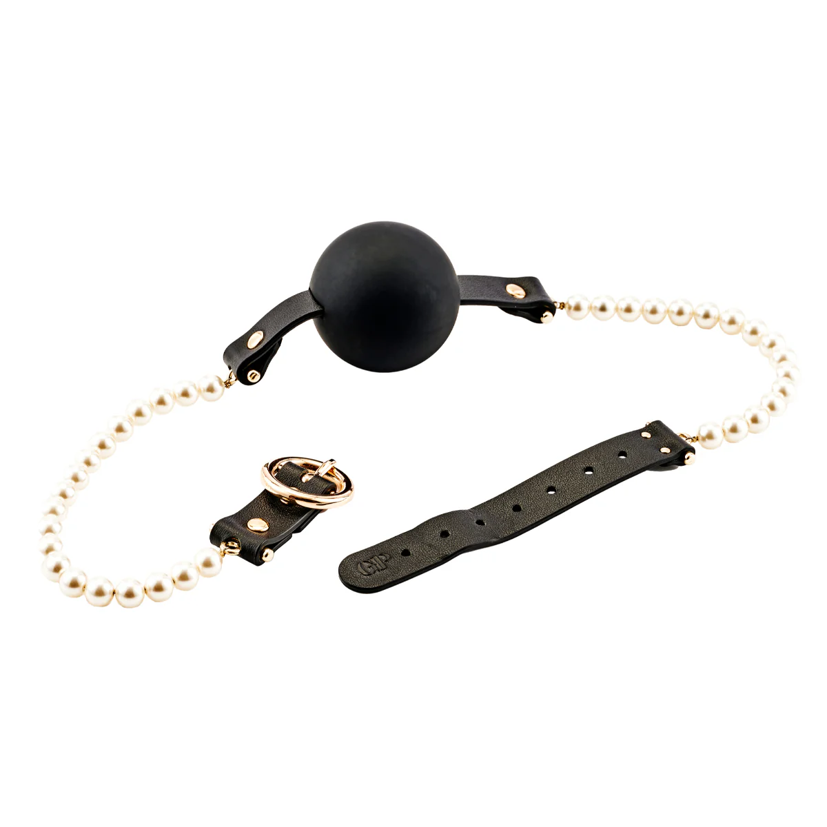 Guilty Pleasure Allure Majestic Pearl Mouth Ball Gag Black Gold - Image 4