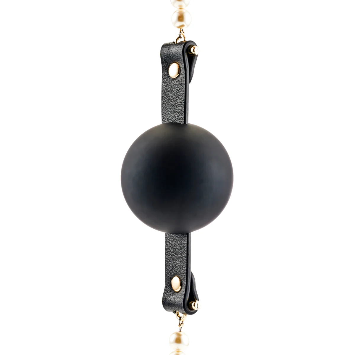 Guilty Pleasure Allure Majestic Pearl Mouth Ball Gag Black Gold - Image 5